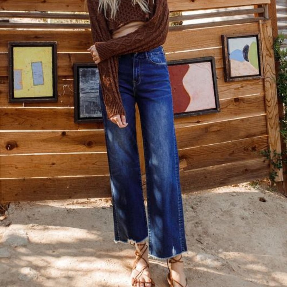 Leona Super High Rise Slim Wide Leg Jeans